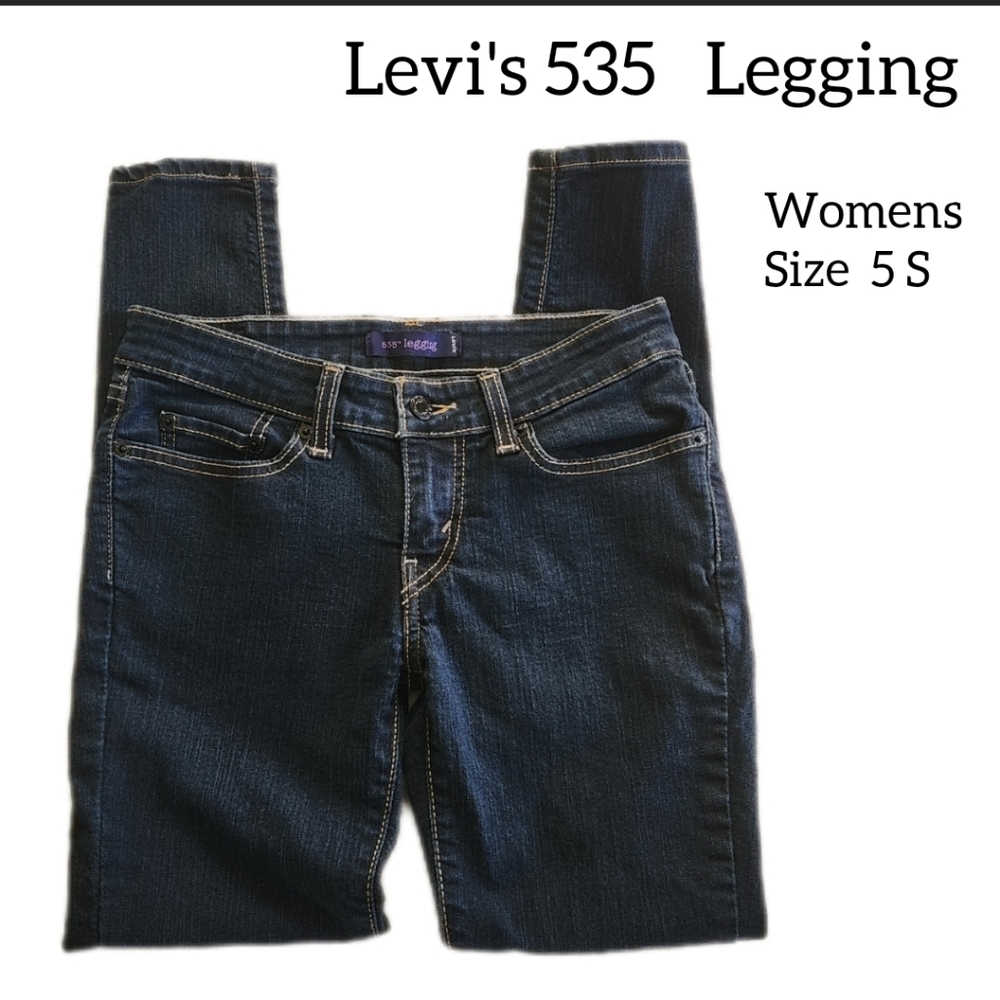 LEVIS 535 WOMENS JEANS LEGGINGS.  SIZE 5 S. DARK BLUE DENIM